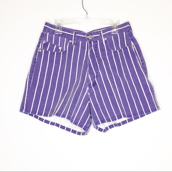 Pants - Vintage 90's Skoozi Striped High Rise Denim Shorts